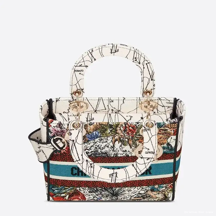Cheap Bag Lady Motif Constellation Canvas White D-lite Medium 0619 Luxury